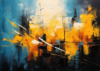 Wall Mural - framed painting hung in a vibrant and colorful room, illuminated by natural light