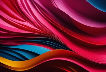 Wall Mural - AI generated illustration of Abstract vibrant paper waves background with diverse colors