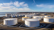 © Oleksandr - Aerial view oil and gas terminal storage tank farm. ai generative