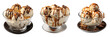 a set of ice cream in a bowl isolated on a transparent background