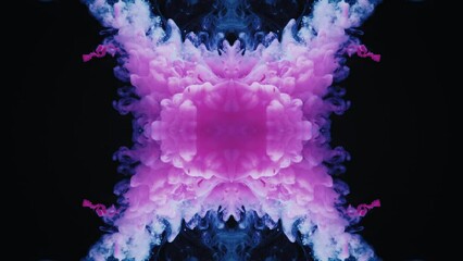 Wall Mural - Illustration abstract mirrored symmetric motion background with purple and blue colors