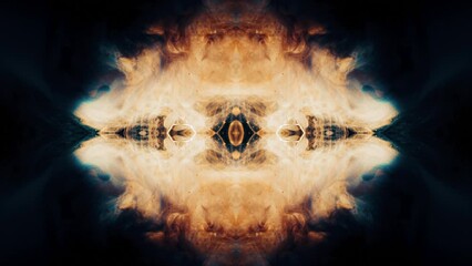 Wall Mural - abstract fractal warm colors on black background, illustration design