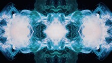 Illustration Fractal Mirrored Symmetric Background Made Up Of White And Blue Colors