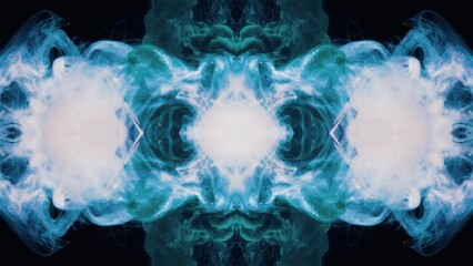 Canvas Print - Illustration fractal mirrored symmetric background made up of white and blue colors