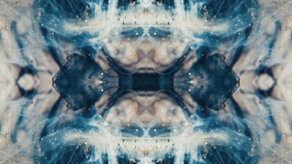 Wall Mural - Abstract blue and white digital artwork mirrored symmetry background