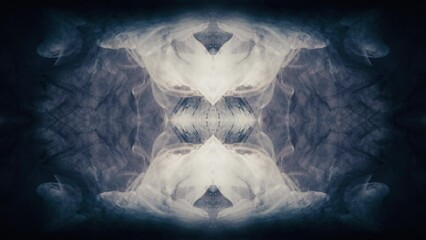 Wall Mural - Abstract blue and white digital artwork mirrored symmetry background