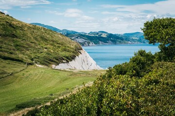 Poster - Beautiful Zumaia coastline in Spain, showcasing the vast expanse of the ocean