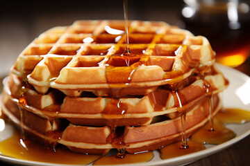 Wall Mural - Waffles with dipping syrup