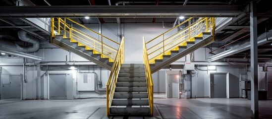 Canvas Print - Factory emergency stairwell