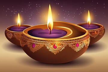 diwali lamp vector illustration on purple background diwali lamp vector illustration on purple background happy diwali greeting card design with oil lamp and candles