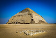 Ancient Bent Pyramid of Egypt with Blue Sky and Heart Shaped Stone