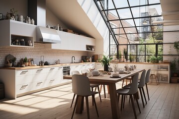 Wall Mural - Modern nordic kitchen in loft apartment