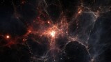 Fototapeta Kosmos - Against a canvas of infinite darkness, a peculiar cosmic web takes shape, threads of invisible dark matter crisscrossing through vast voids, sculpting the very structure of the universe Mod3f