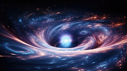 Wall Mural - a distant quasar radiates cosmic energy, emanating powerful beams of accelerated particles that trav
