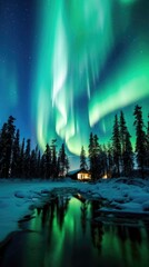 Wall Mural - the night sky transforms into a celestial kaleidoscope as the aurora borealis enchants the arctic sk