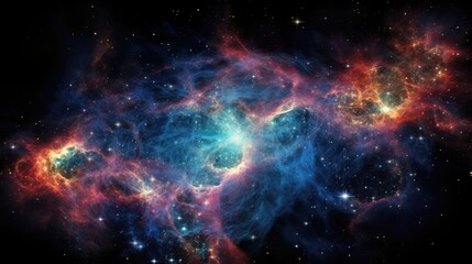 Wall Mural - an enchanting portrait of a nebula, displaying ethereal hues and intricate patterns resulting from t