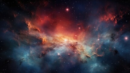 Wall Mural - a breathtaking panorama of a distant galaxy, embedded within a massive cosmic cloud, with interstell