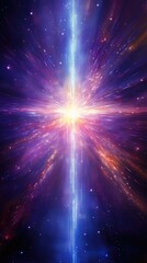 Wall Mural - from the void of darkness emerges a spectacle of cosmic might, as shimmering ribbons of energy effor
