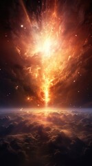 Wall Mural - in a stunning cosmic tableau, galaxies collide, releasing a burst of energy that illuminates the dar
