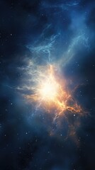 Wall Mural - a celestial glow emanates from the heart of a distant star , casting its luminosity on a cosmic tape