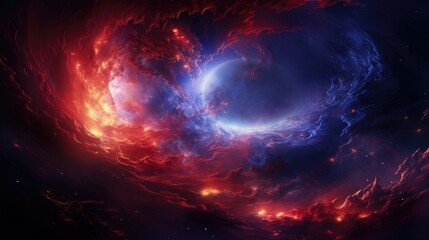 Wall Mural - a cosmic storm unfolds in this captivating image, where intense waves of energy and matter collide, 