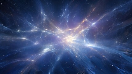Wall Mural - a breathtaking view immerses viewers in the spectacle of intergalactic connectivity shimmering threa