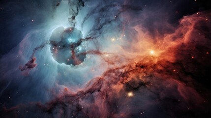 Wall Mural - in this captivating image, an expansive nebula, reminiscent of a celestial smoke ring, unfurls acros
