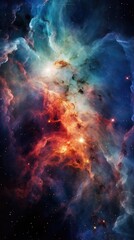 Wall Mural - this cosmic portrait unveils the intricate layers and delicate wisps of a vibrant nebula, where cosm
