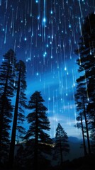 Wall Mural - trails of light cascade through the atmosphere, as a meteor shower graces the sky with its ethereal 