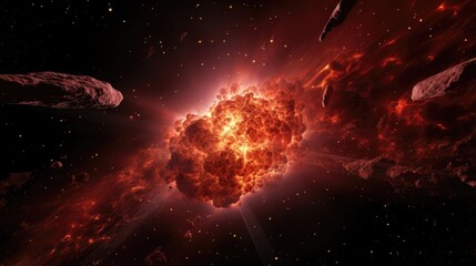 Wall Mural - this aweinspiring photograph unveils a cosmic event of immense magnitude, as a colossal asteroid hur