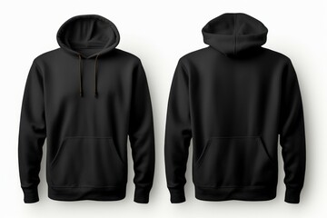 Wall Mural - Solid black hoodie mockup for design. Blank with space for text or print, copy space
