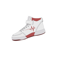 Basketball Shoes Vector Illustration With Red White Color And Heart Waves Striping In Lineal Color Flat Icon Style. Editable Graphic Resources For Many Purposes.