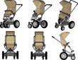 Vector sketch illustration of baby stroller design for traveling
