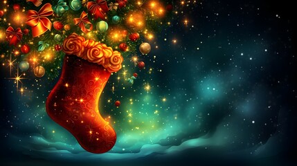 Wall Mural - christmas background with christmas stocking