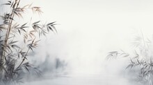 Generative AI : The Picture Painted In The Traditional Japanese Style. The Little Bird Sat On A Flexible Stalk Of Bamboo In The Wind In The Bamboo Grove