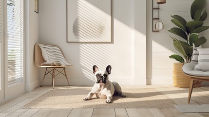 favorite dog sits on the floor in the living room