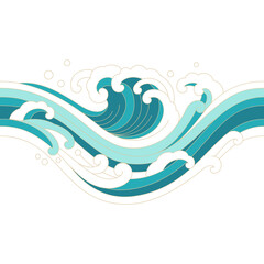  oriental sea wave flat outline design for decorative,printing,tattoo,element,etc