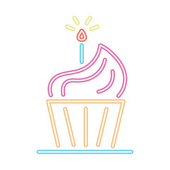 Canvas Print - birthday party neon cupcake