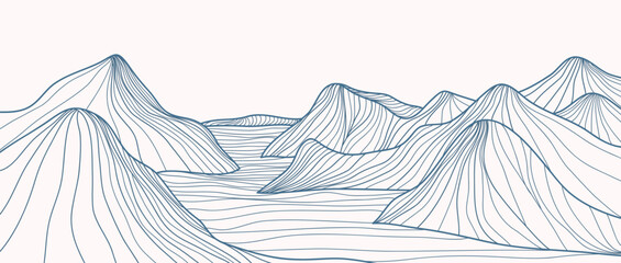 Wall Mural - Hand drawn Mountain line arts illustration. Abstract mountain contemporary aesthetic backgrounds landscapes. use for print art, poster, cover and banner