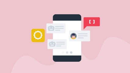 Wall Mural - chatbot mobile application conversation with user, artificial intelligence technology, customer supp