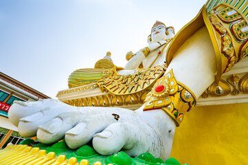 Wall Mural - Chachoengsao, Thailand - March 10, 2023 : Lord Brahma statue in Saman Rattanaram temple