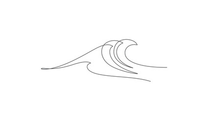 Wall Mural - ocean sea wave one line minimalism concept thin line