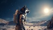 Portrait of a astronaut dog wearing space suit. Generative ai.