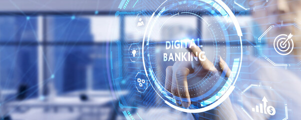 Wall Mural - Digital bank. Online banking and transaction concept.