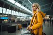 © olyphotostories - Airport Terminal: Traveling Caucasian Woman Waiting at Flight Gates for Plane Boarding