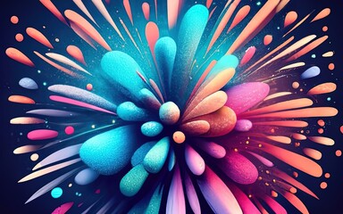 Wall Mural - Abstract colored firework background with Generative AI.