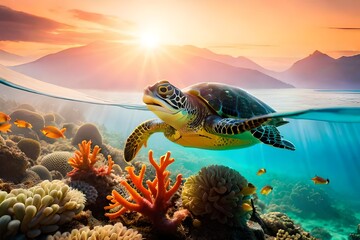 turtle swimming in the sea