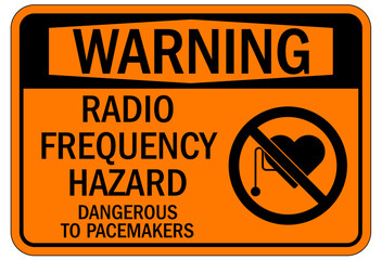 Wall Mural - Magnetic field and pacemaker warning sign and labels radio frequency hazard dangerous to pacemaker