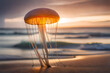 jellyfish on the beach sea background