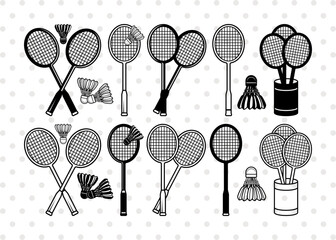 Wall Mural - Badminton Silhouette, Sports SVG, Badminton Racquets Svg, Racket Svg, Shuttlecock Monogram Frame Svg, Shuttlecock Svg, Badminton Svg Bundle